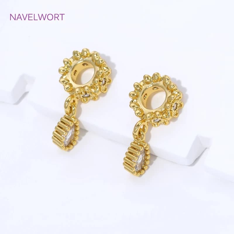 18K Gold Plated Brass Bails Pendants For Necklaces Accessories,Inlaid Zircon Water Drop Charms,DIY Jewelry Making Supplies