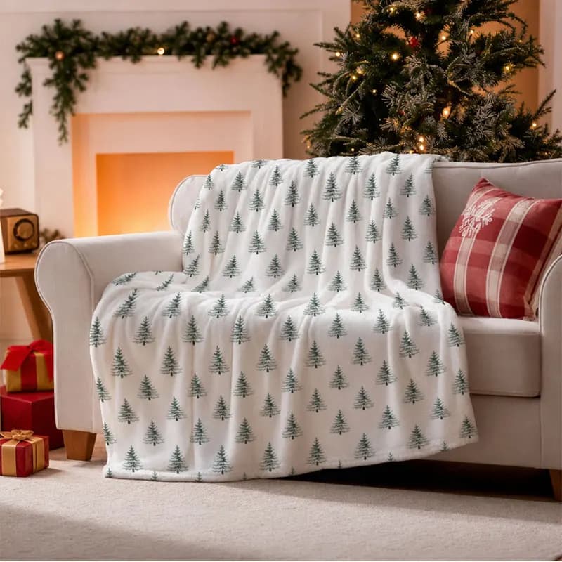 Christmas Trees Print Throw Blanket Super Soft Winter Warm Plush Cozy Blanket Fleece Blankets Ideal Gifts For Christmas Festival