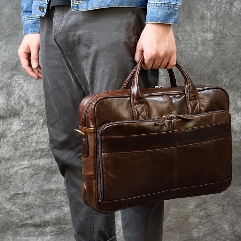 Borsa a mano di lusso in vera pelle per uomo valigetta da viaggio borsa a tracolla in pelle maschile borsa per Laptop da lavoro da uomo borse a tracolla grandi