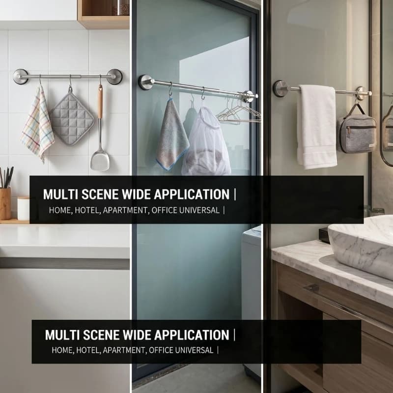Extendable Suction Cup Towel Bar for Bathroom Wall, Drillless Metal Towel for Renters, Guest Bath, and Sink Side Use Y5GB