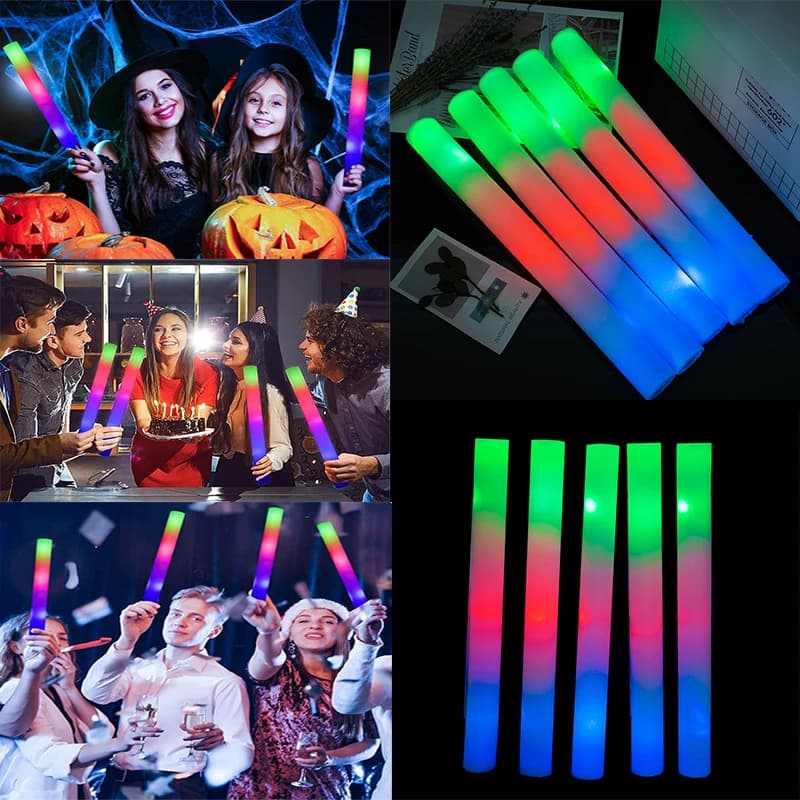 30 pezzi RGB LED Glow Foam Stick Bulk LED colorati Glow Sticks Cheer Tube Luce scura Compleanno Festa di nozze Forniture