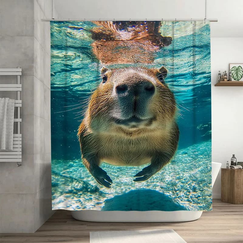 Adorabile tenda da doccia con animali marini - Design artistico creativo con fauna marina - Decorazione per il bagno, regalo artistico per la casa, tenda naturale