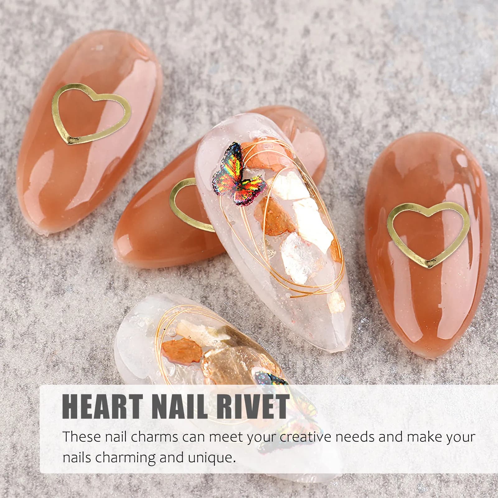 500 Pezzi Rivetti a Forma di Cuore per Unghie, Decorazioni per Nail Art, Borchie Metalliche, Adesivi Charm, Accessori per Manicure