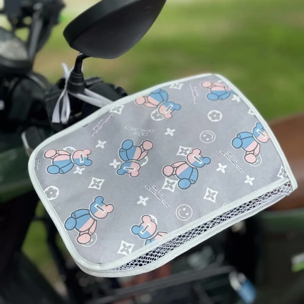 Guanti Universali Parasole per Veicoli Elettrici, Impermeabili e Traspiranti, Guanti da Moto per Manubrio Anti-Sole con Simpatico Orsetto