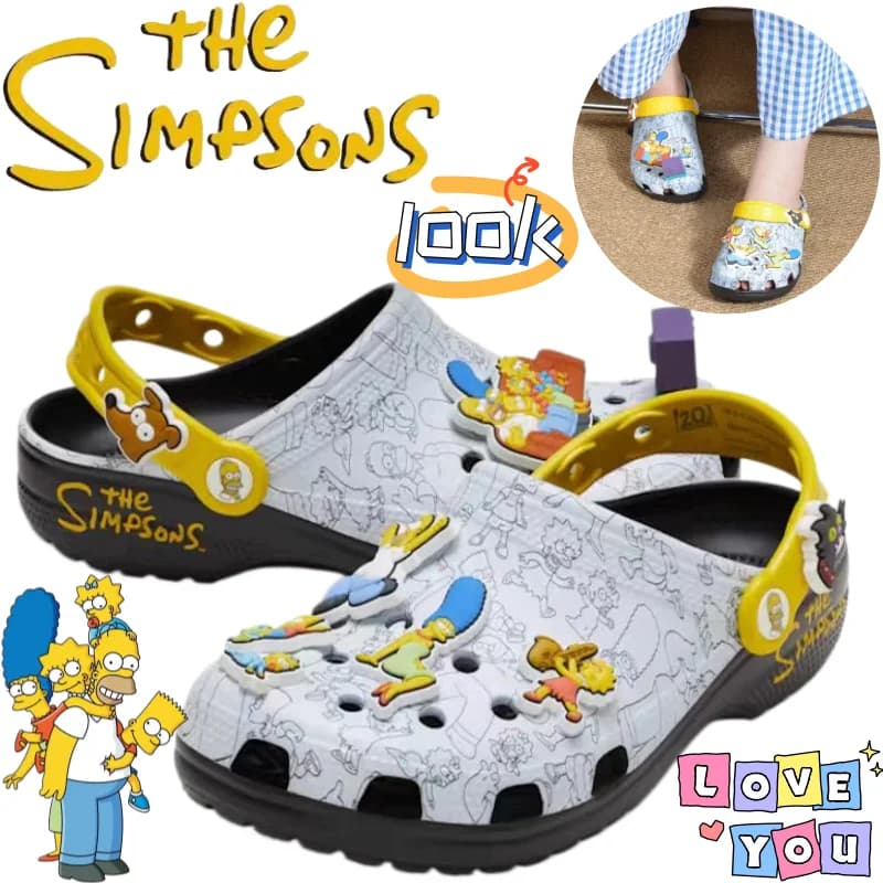 Ciabatte dei Simpson con Marge, Homer e Bart, personaggi dei cartoni animati dall'aspetto accattivante, sandali casual versatili a punta aperta per uomo e donna