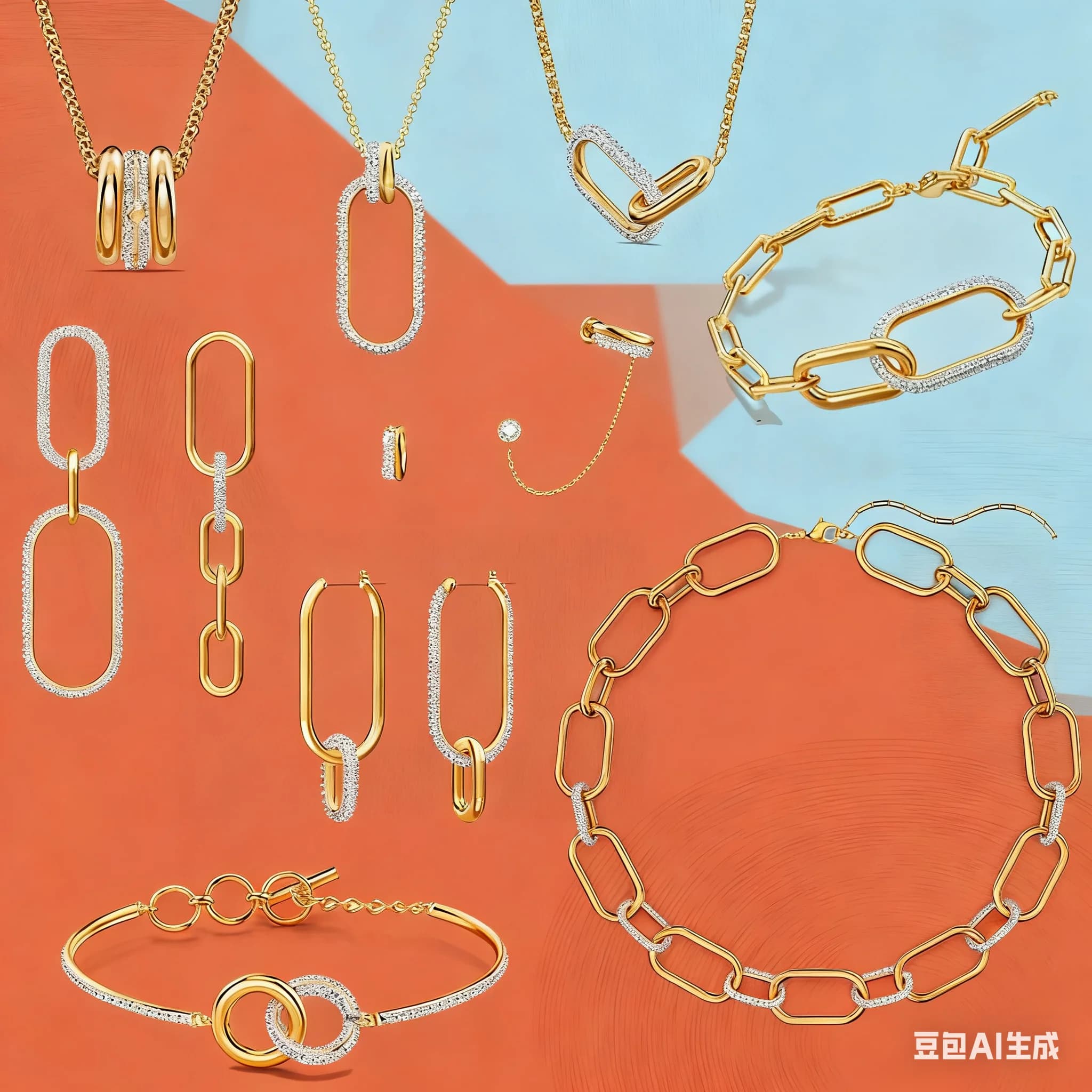 Set di Gioielli da Donna Serie Fine Crystal Chain 2025 Originale, Collana, Orecchini e Bracciale in Acciaio Inossidabile alla Moda, Accessori per Feste