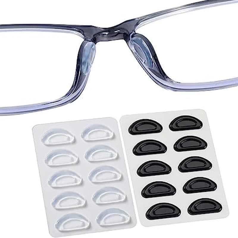 5pairs Eyeglasses Anti Slip Nose Pads Soft Silicone Adhesive Glasses Nose Pads For Plastic Frame Glasses Sunglasses(Black/White)