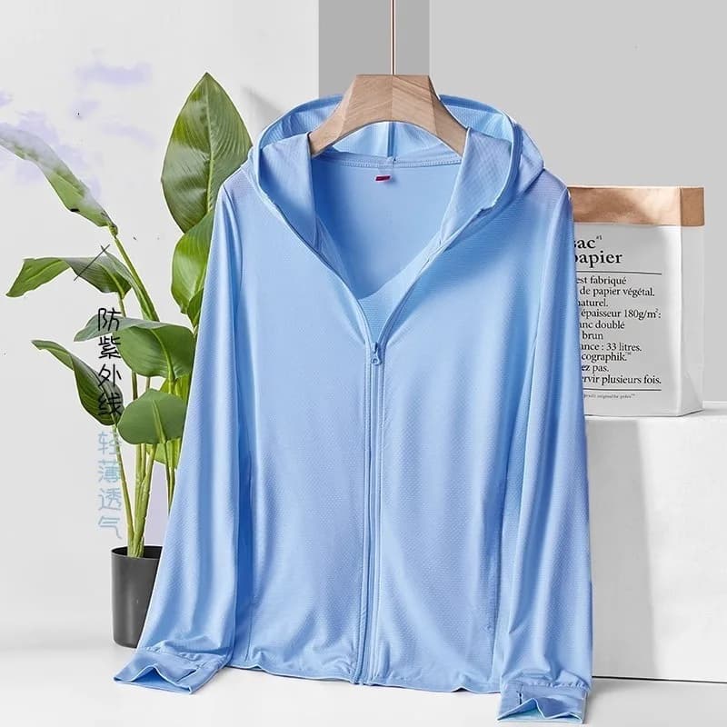 Abbigliamento Protettivo Solare, Anti UV in Seta Ghiaccio a Rete, Abbigliamento Protettivo Solare Uomo e Donna, Abbigliamento Leggero per la Pelle, Giacca Leggera Estiva, Pesca
