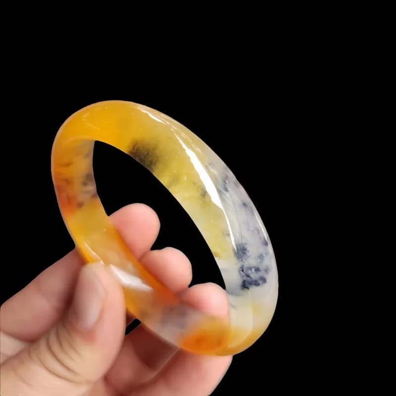 Ice Seeds Yellow Dragon Floating Flower Jade Bracelet Versatile noble temple bracelet travel jade bracelets for women