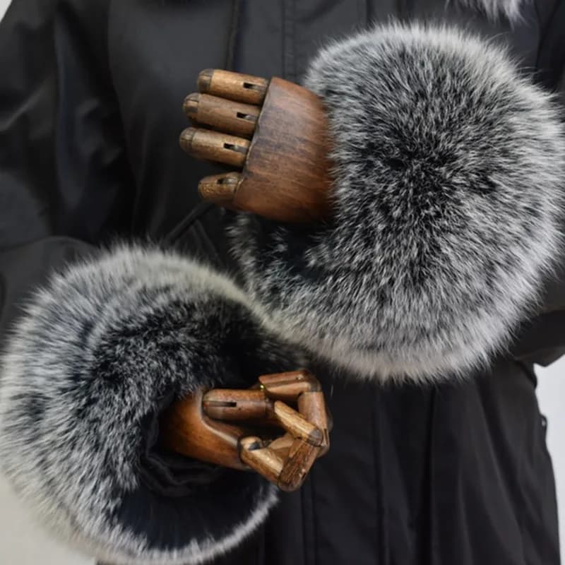 Polsini in pelliccia di volpe per donna Manicotto in pelle intera Cerchio Maniche in pelliccia naturale Cappotto da donna Polsini da braccio Giacca Polsini in pelliccia Polsini in pelliccia soffici