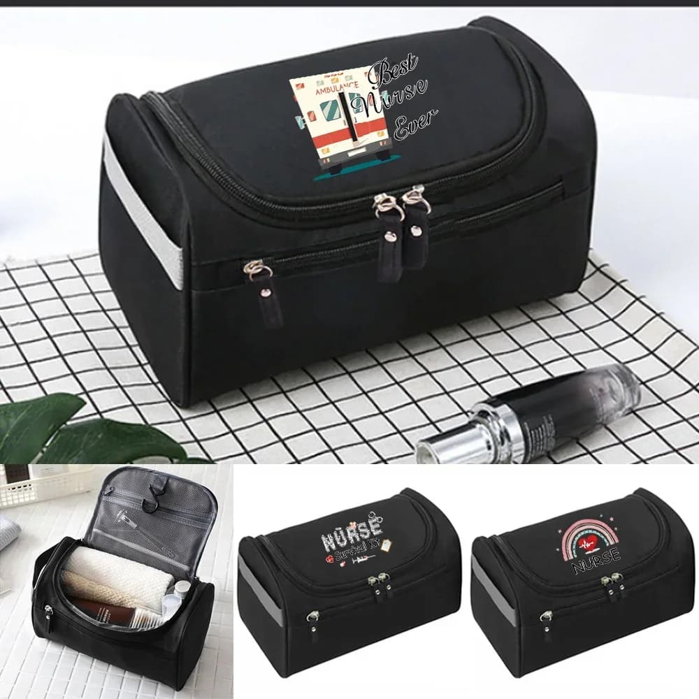 Borsa per il trucco Borsa per il lavaggio del trucco Appesa Donna Cosmetici Organizzatore Infermiera Stampa Serie Borsa Articoli da toeletta da viaggio Stile conveniente 2024