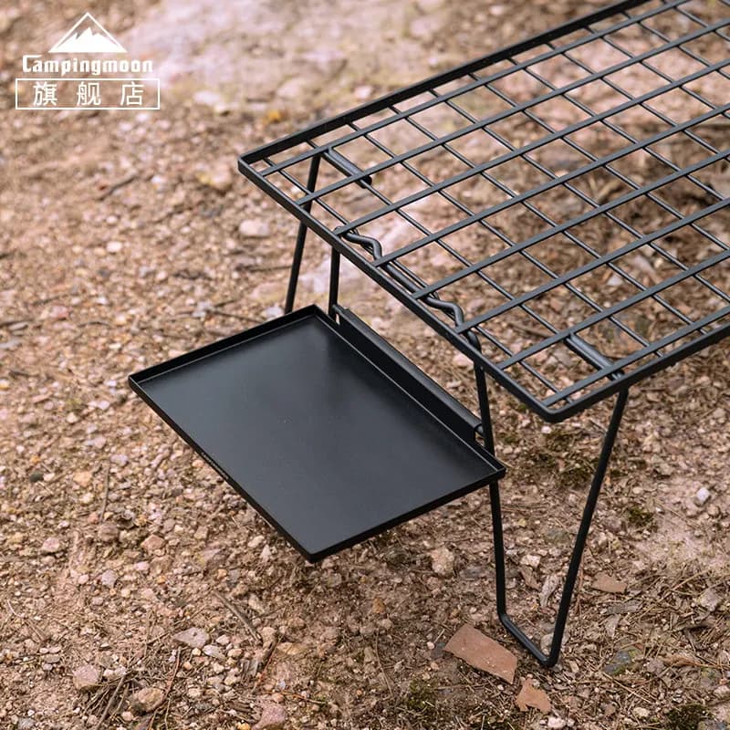 CAMPINGMOON Net Table Auxiliary Board T-2302-BK Iron Table Peripheral Extension Accessories Picnic Condiments Gas Canister Shelf