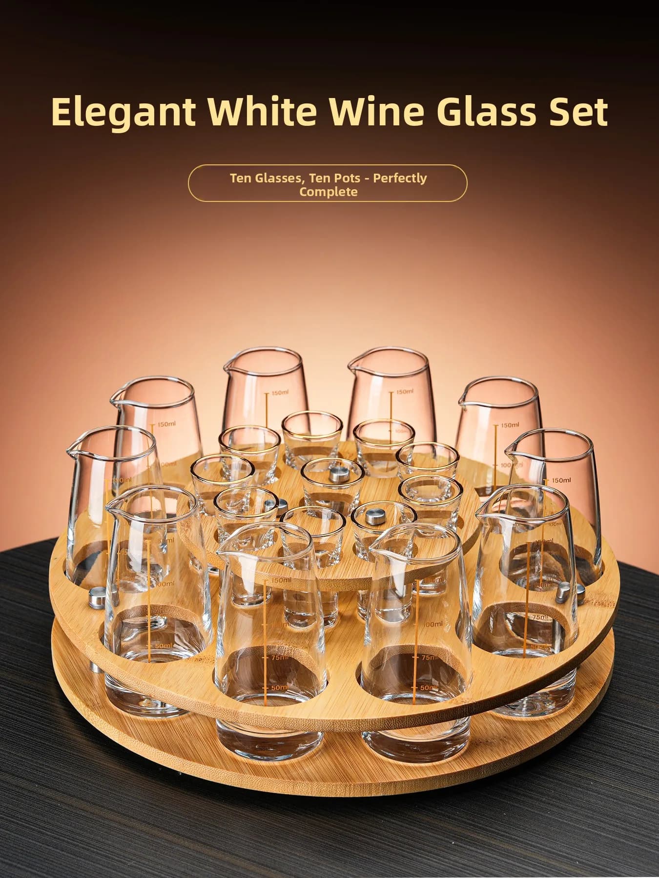 Luxury Crystal Glass Home Use White Wine Cup Set Creative Drinking Cup Two Oz Pouring Pot Elegant Simple Style Barware