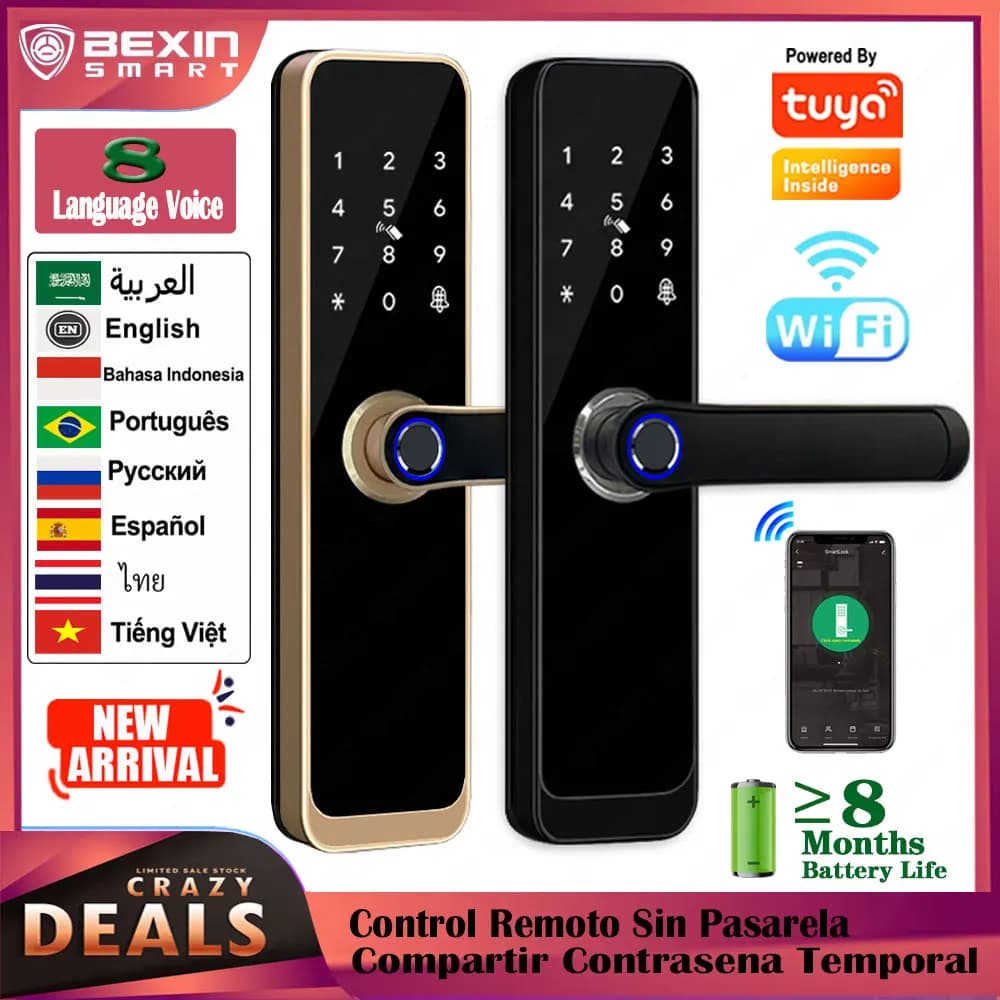 Presa di fabbrica serratura intelligente biometrica TUYA WIFI sblocco remoto scheda di impronte digitali Password chiave Password serratura intelligente