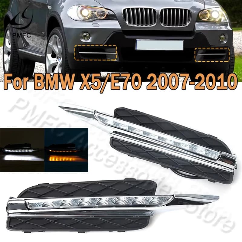 PMFC 8LED DRL Luce diurna Luce di marcia diurna Impermeabile Faro di Montaggio Copertura Della Luce Per BMW X5 E70 2007 2008 2009 2010