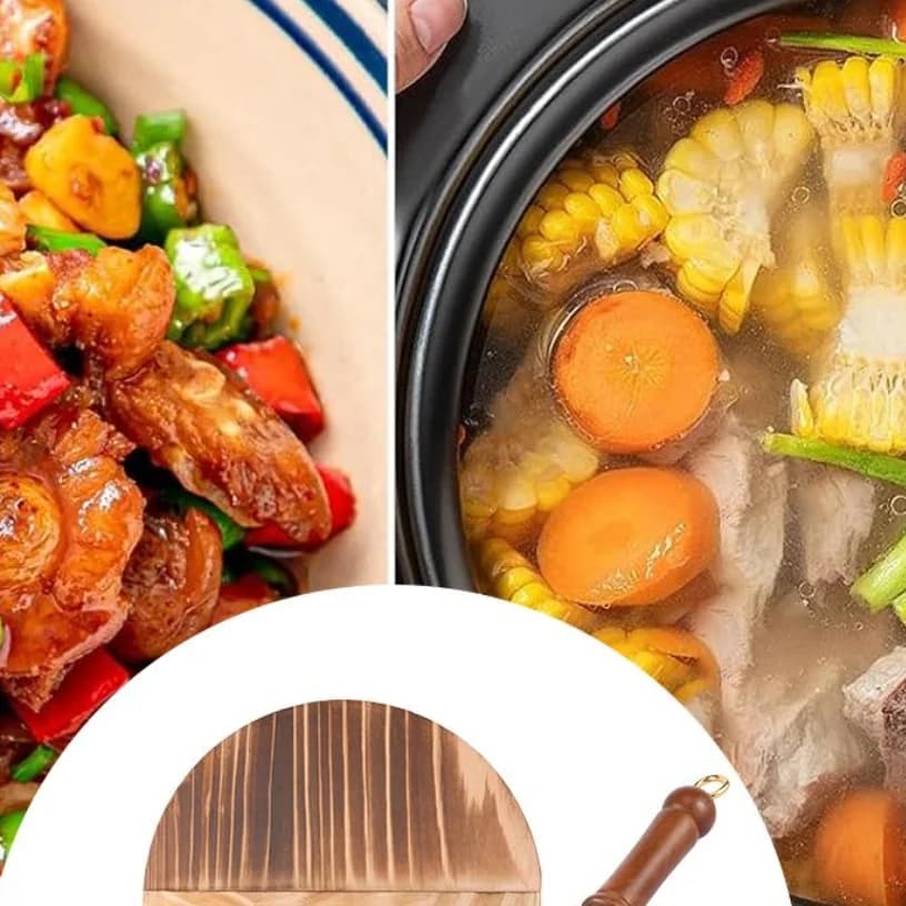 Wok in ghisa non rivestita Padella in ferro giapponese da 9,5 pollici con coperchio in legno Pentole Padella con spatola Pentola da cucina in ghisa