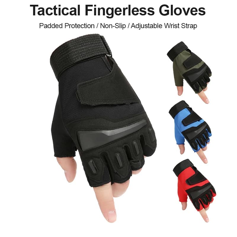 Guanti Tattici da Ciclismo per Uomo, Guanti Senza Dita per Palestra e Fitness all'Aperto, Guanti Protettivi Antiscivolo per Moto e Allenamento