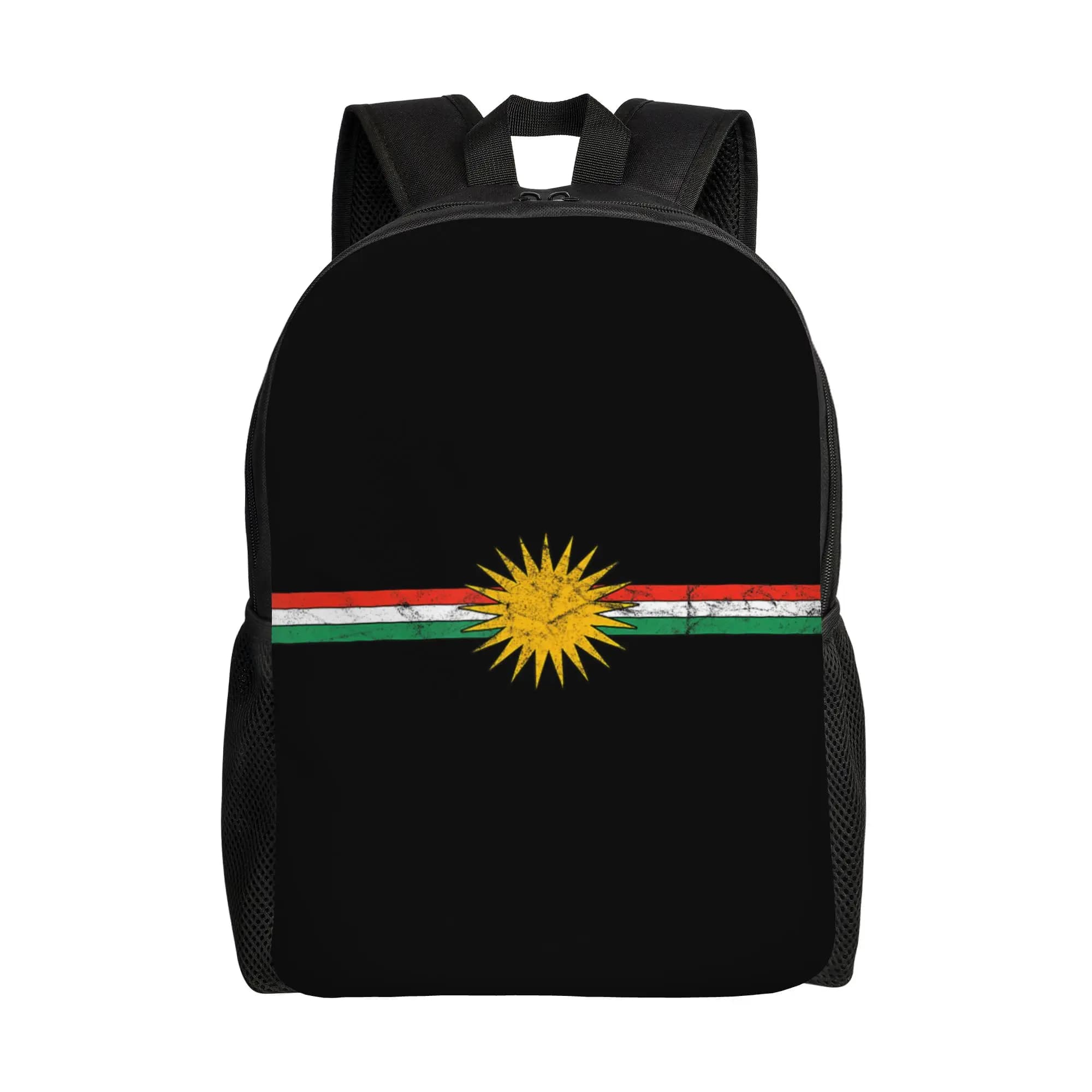 Zaino con bandiera del sole curda del Kurdistan, per uomo e donna, borsa da lavoro scolastica, zaino etnico culturale, borsa in tela resistente per laptop e computer