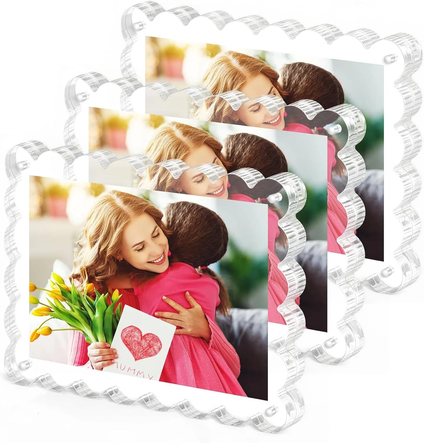 Acrylic Magnetic Frames 3 Frame Pack for Embedded Photos Two-sided Transparent Frames for Fashionable Home Gift