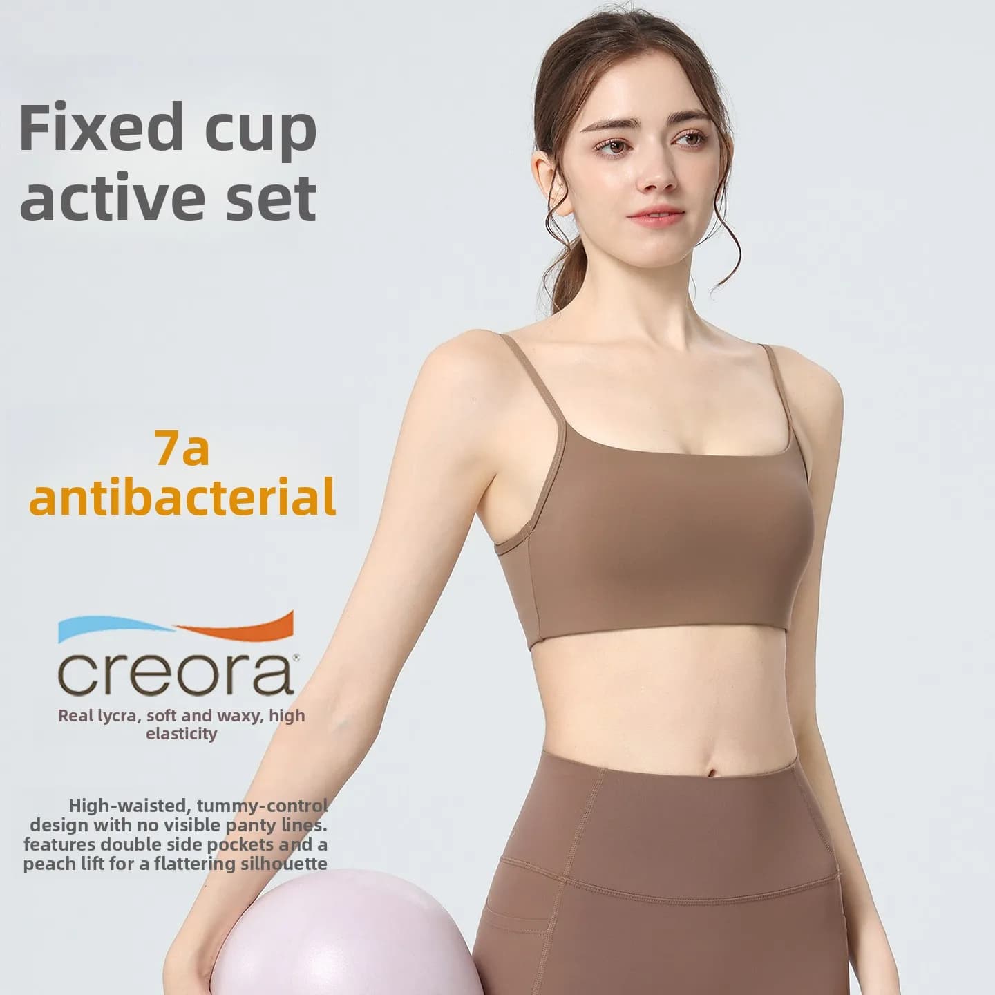 7A Antibacterial Yoga Sports Bra U-Shape Back Spaghetti Straps Seamless Sexy Running Bra Fixed Chest Padding