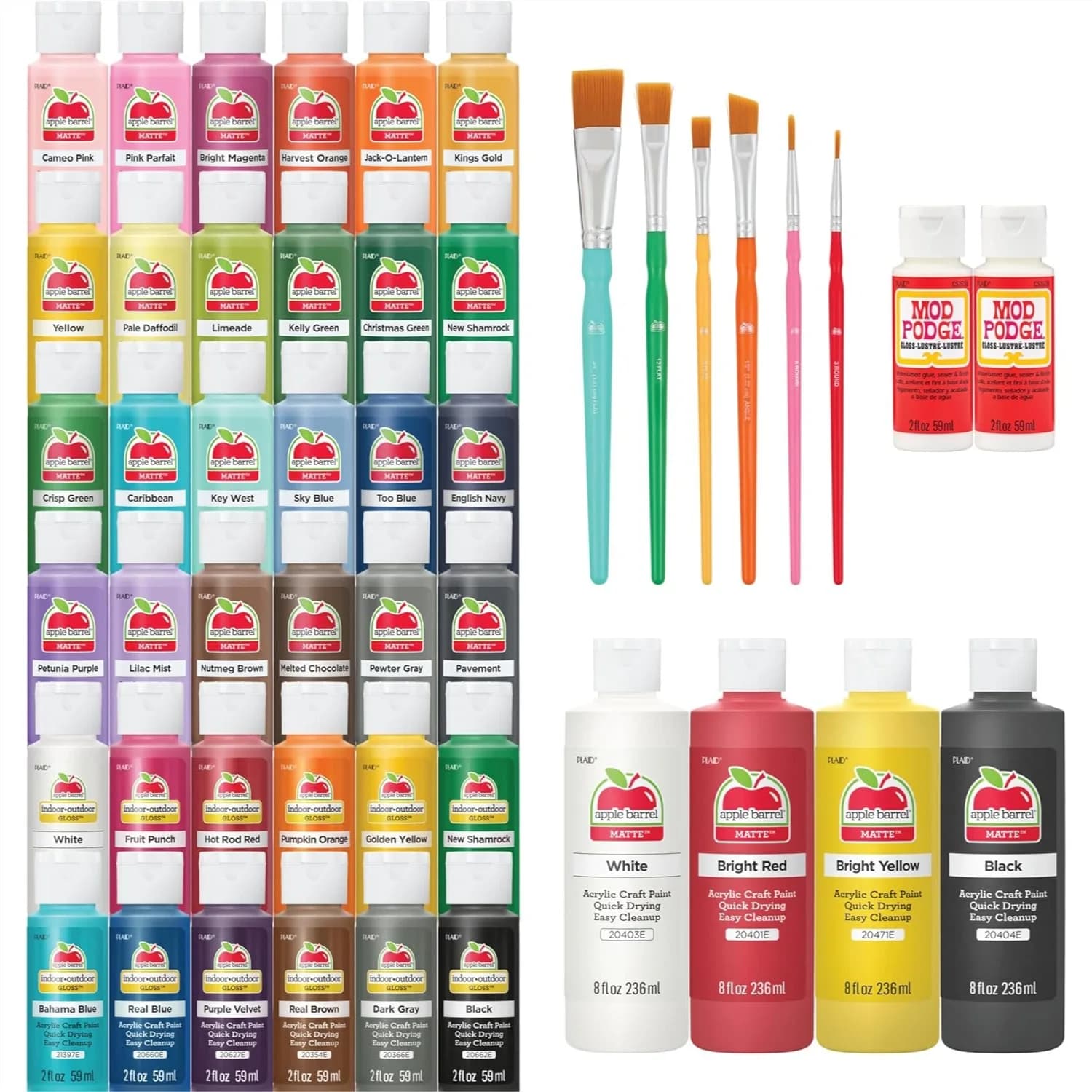 48 Piece Acrylic Paint Set with Brushes for DIY Arts and Crafts Projects