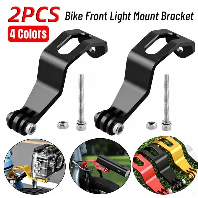 2 Pezzi Supporto Anteriore per Bici in Lega di Alluminio, Supporto Regolabile per Forcella Bici Pieghevole, per Torcia e Fotocamera Sportiva, per Ciclismo Outdoor