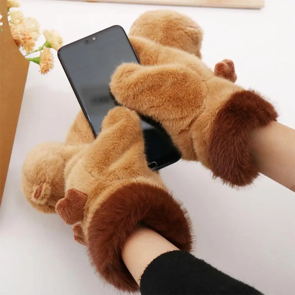 Capibara Capibara Guanti di peluche Inverno caldo Pinguino Pinguino Peluche Guanti caldi Peluche animale Protezione dal freddo Guanti di peluche animali