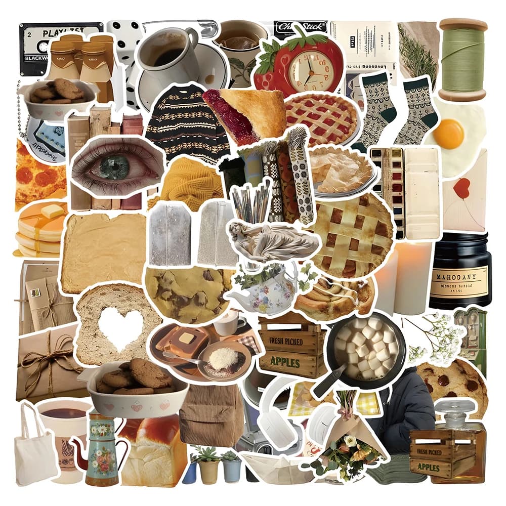 10/30/60pcs Vintage Cartoon Adesivi Ins Stile Cute Food Animale Graffiti Decalcomanie Decorazione Per Il Notebook Telefono Chitarra Frigo Giocattolo