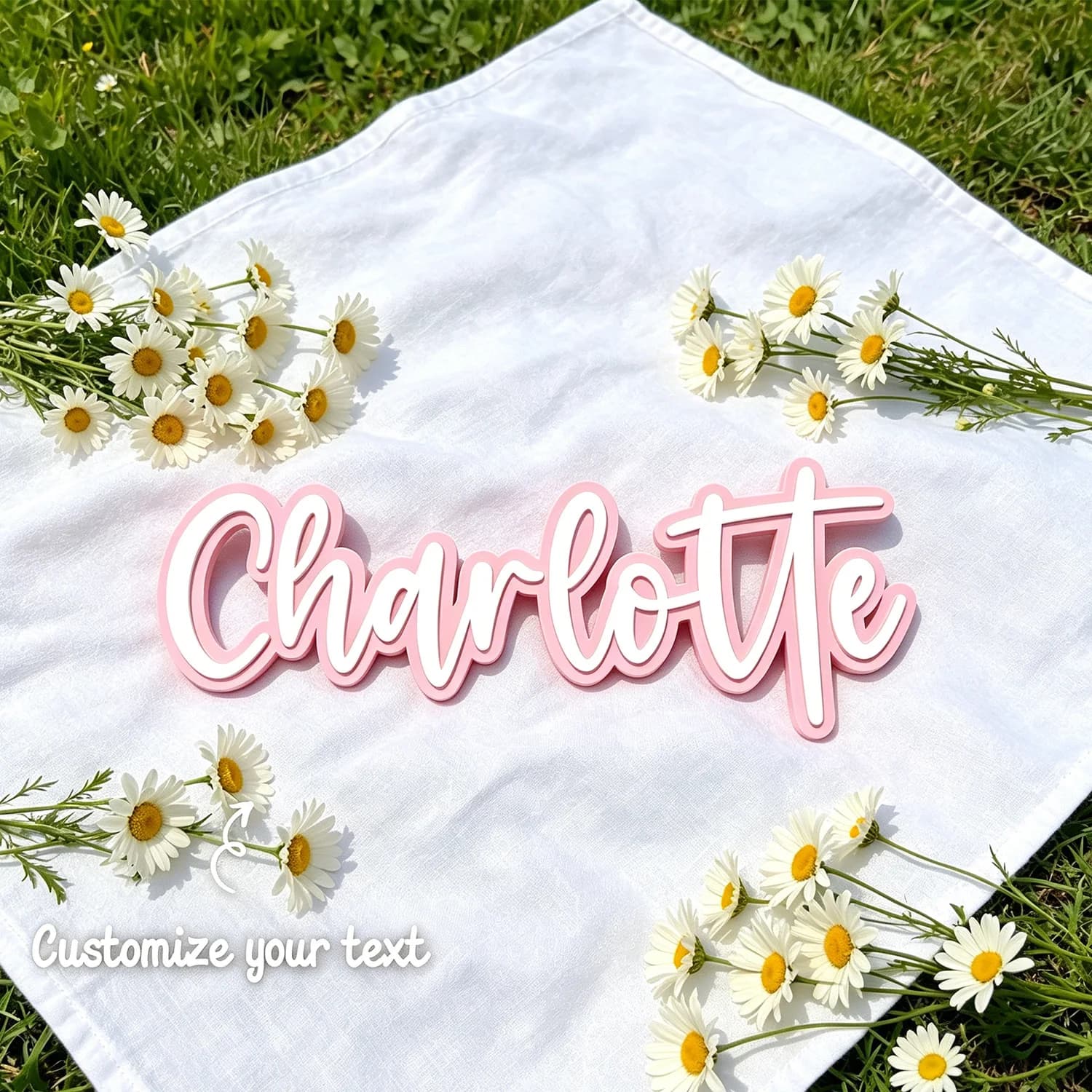 1pc Custom Cursive Wooden Name Sign Personalized Script Text Tabletop Wall Home Decor Plaque
