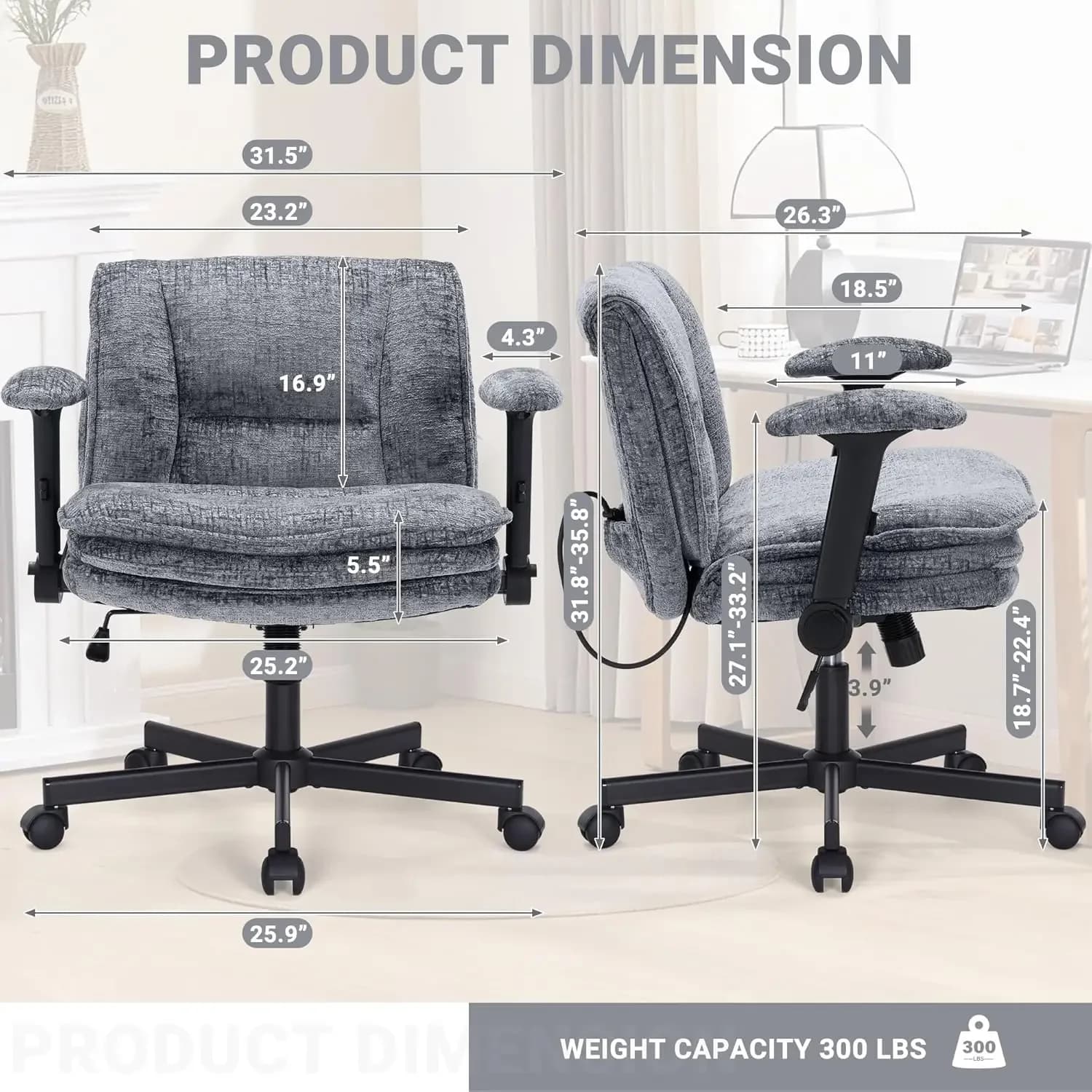 New Arrival, Limited Scores! Office Chair with Incruciable Legs, Three-Strap Bearings, Dynamic Lumbar Support with Airbag, Larga Seat and Comfortable