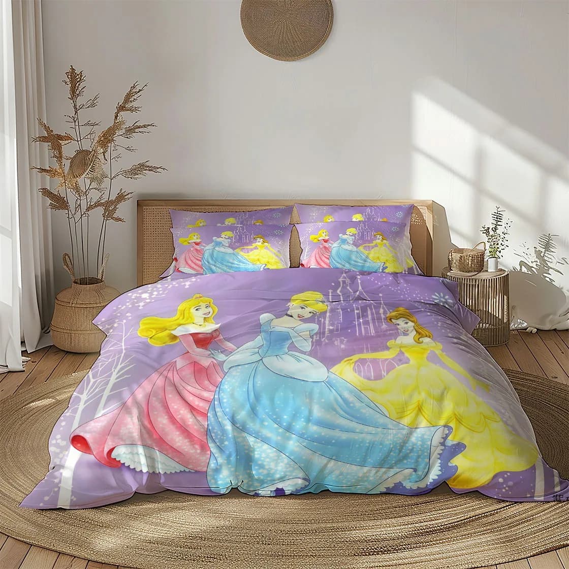 Purple Princess Duvet Cover Set Single Double King Twin Full Queen Bed Linen Set