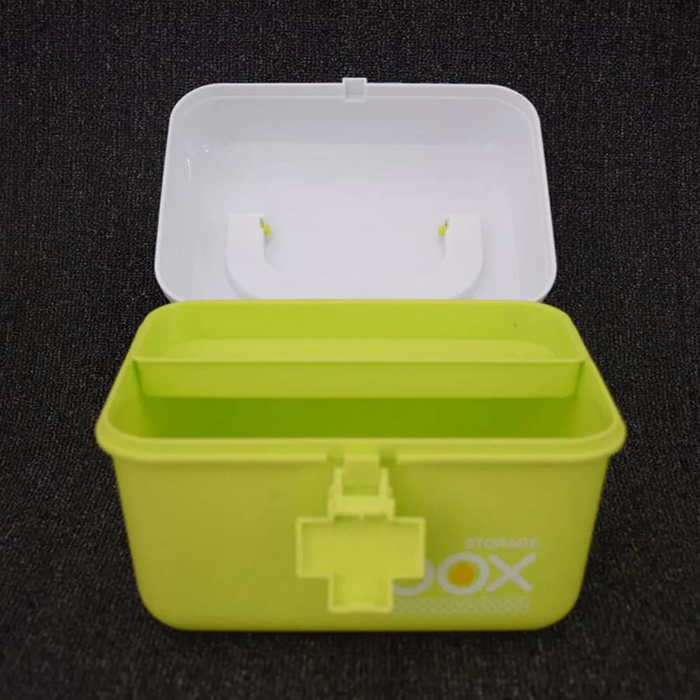 First Aid Kit Box Medicine Storage Organizer Large Capacity Double Layer Removable Tray Handle Light Size Emergency Home