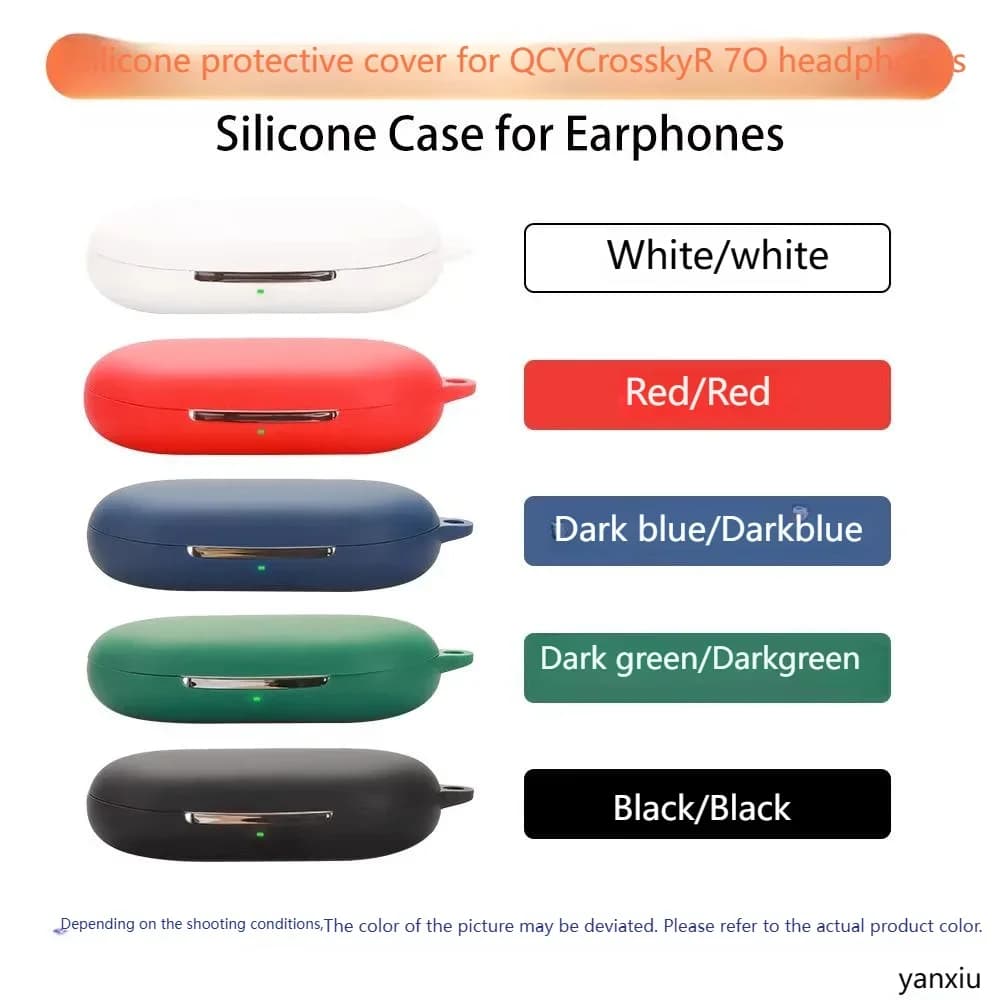 Silicone Earphone Cover for QCY Crossky R70 Bluetooth Earphones for QCY Crossky R70 Shell Headphone Case with Shoulder Cover