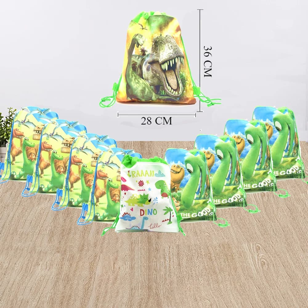 34*27cm Cartoon Dinosaur coulisse Bag Boy Gift Bag Kid Birthday Party Supplies decorazioni giocattoli per bambini regali bomboniere