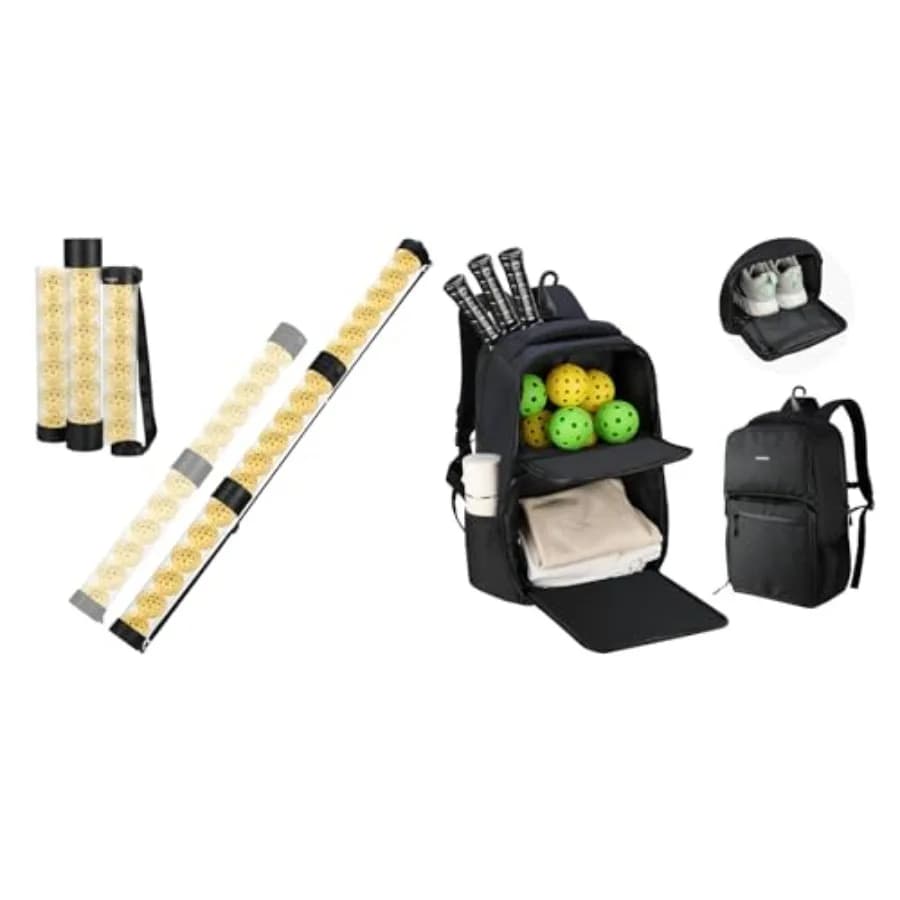 Raccoglitore di Palline da Golf/Pickleball con Tubo, Borsa per Uomo/Donna, Collettore Rimovibile in 3 Sezioni con Fermo