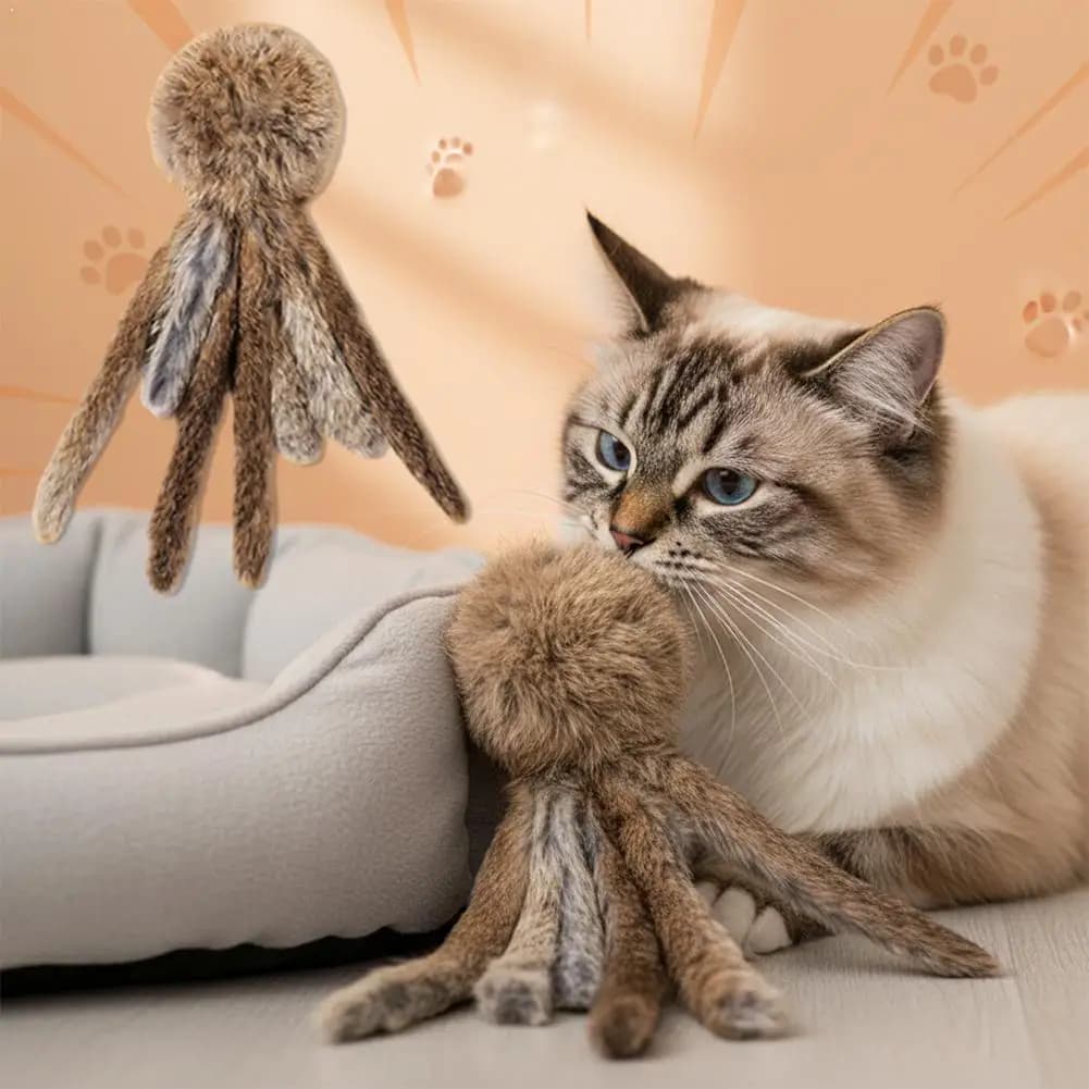 Giocattoli Interattivi in Finta Pelliccia di Coniglio per Gatti e Cani, Gioco di Caccia per Gattini, Morbido Peluche Soffice per Gatti