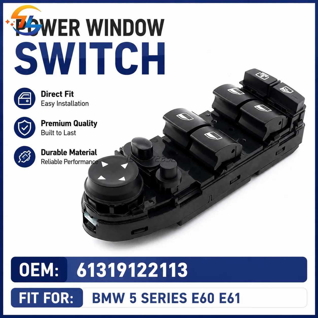 For 2003-2010 BMW 5 E60 E61 520i 523i 525d 525i 528i 530i 540i 550i Car Electric Power Window Switch Button OEM:61319122113