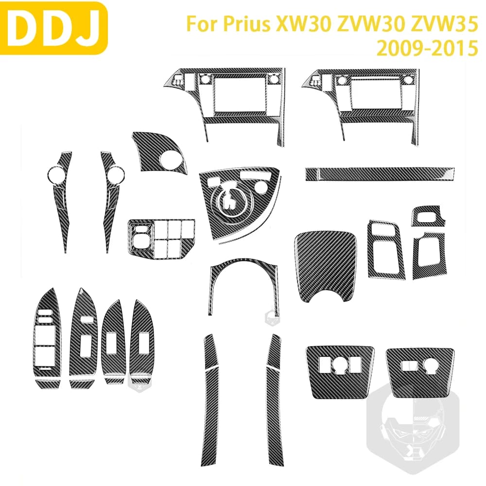 Per Toyota Prius 2010 2011 2012 2013 2014 2015 3th XW30 ZVW30 Accessori Interni auto in fibra di carbonio Protezione completa Adesivo