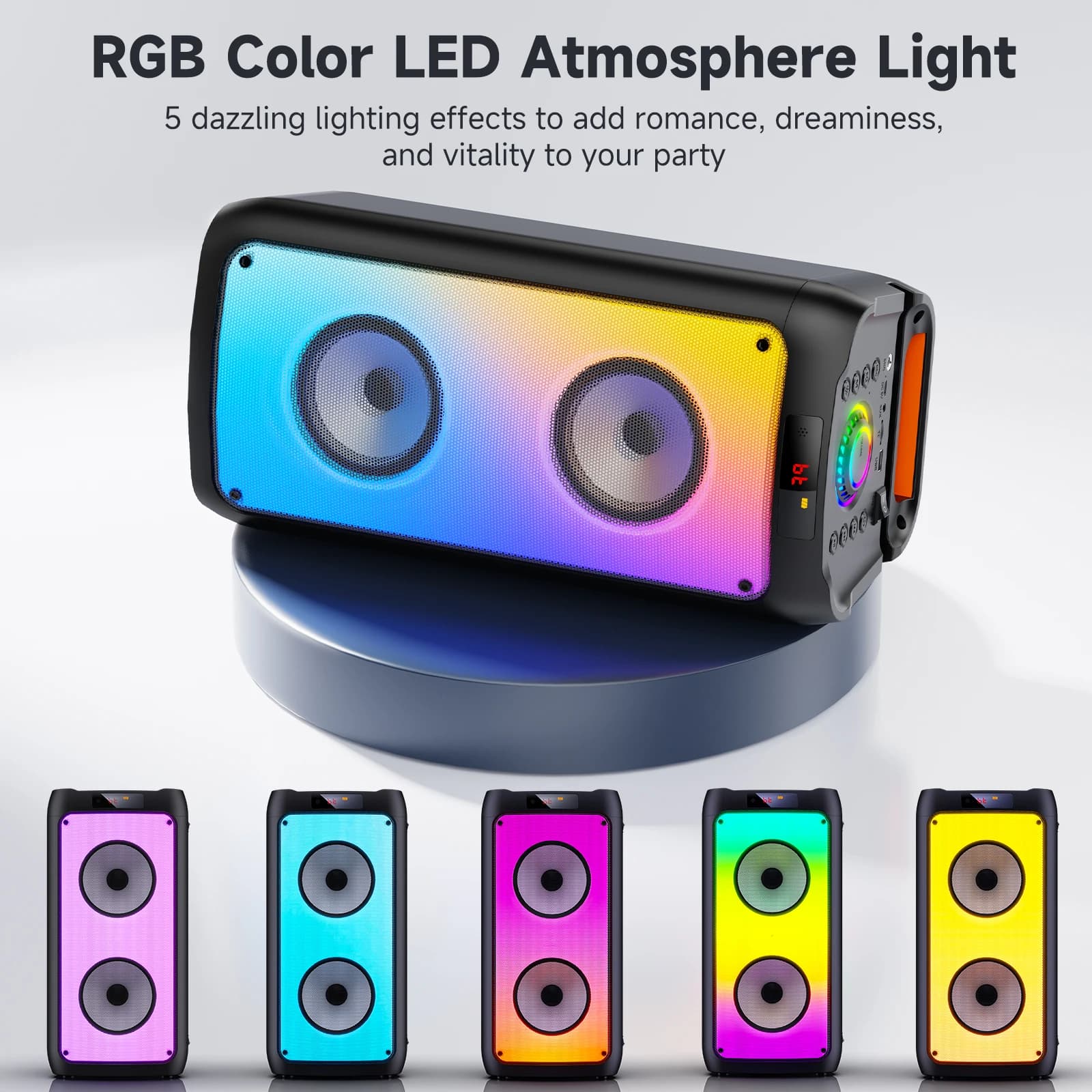 Macchina per Karaoke T10 con 2 Microfoni Wireless, Altoparlante Bluetooth Portatile per Adulti e Bambini, Sistema PA per Grandi Feste con Luci Disco
