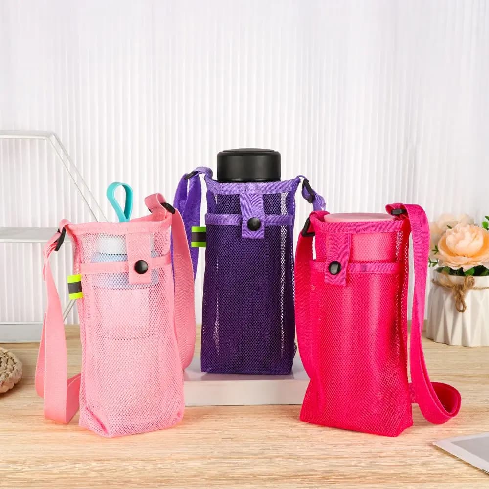 Water Bottle Cover Bag for Cell Phone Camping Accessories Cover for Network Cup Portable Visible Bag with Strap