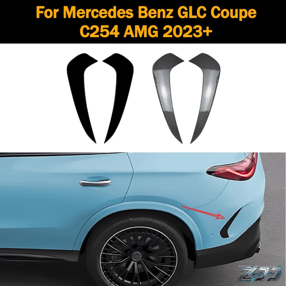 Car Rear Bumper Side Canard Splitter Diffuser Air Vent Kit For Mercedes Benz GLC Coupe C254 AMG 2023+ Carbon Fiber Styling