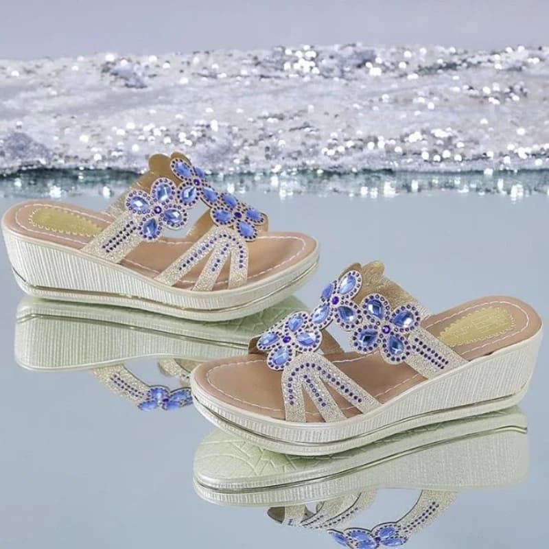 Sandali firmati Donna 2025 Signore Boho Diapositive Pantofole da donna Sandali Scarpe estive in cristallo Sandali peep toe Zapatos Mujer