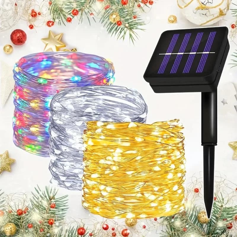 Lucine solari a LED, decorazioni natalizie per esterni da 50-300 LED per giardino, albero, ghirlanda, festa in casa fai da te