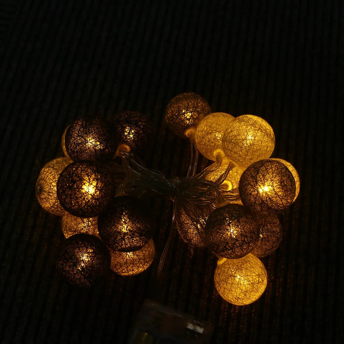 20 luci a stringa a batteria con palline di filato, illuminazione decorativa portatile da 2,2 m per Natale, matrimoni, camera da letto, giardino, patio