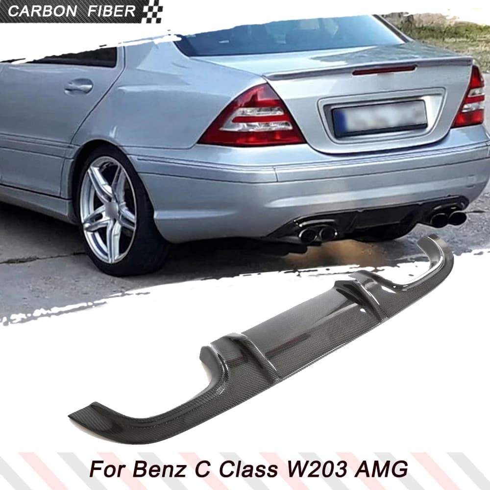 Diffusore del paraurti posteriore per auto in fibra di carbonio per Mercedes Benz Classe C W203 C55 C32 2005-2007 Kit corpo spoiler da corsa Labbro grembiule posteriore