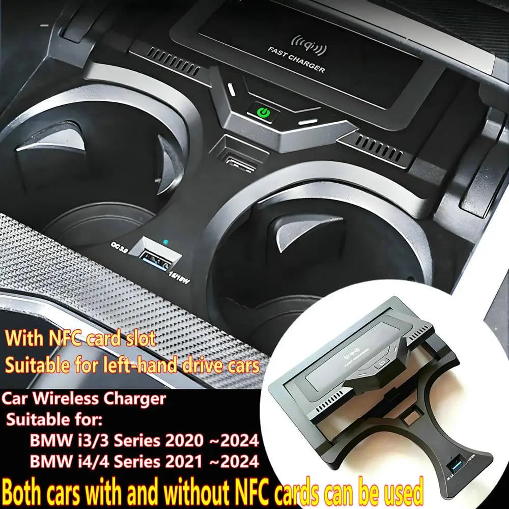 Caricatore wireless Qi per auto per BMW Serie 3 4 G20 G21 G22 G28 2020~2024, piastra di ricarica speciale per cellulare, accessori auto LHD