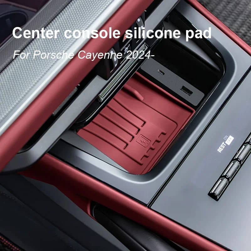 Per Porsche Cayenne 2024 Tappetino di Ricarica Wireless in Silicone per Auto Organizzatore per Console Centrale Scatola Portabicchieri Inserto per Bottiglia Accessori