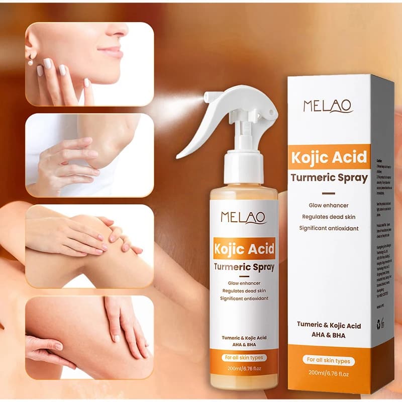 Exfoliating Spray with Kojico Acid and Curcuma, Removes Dead Skin Cells, Delicate Pore Cleansing, Hydrating and Nutrient for Opaca Skin and Ruvida