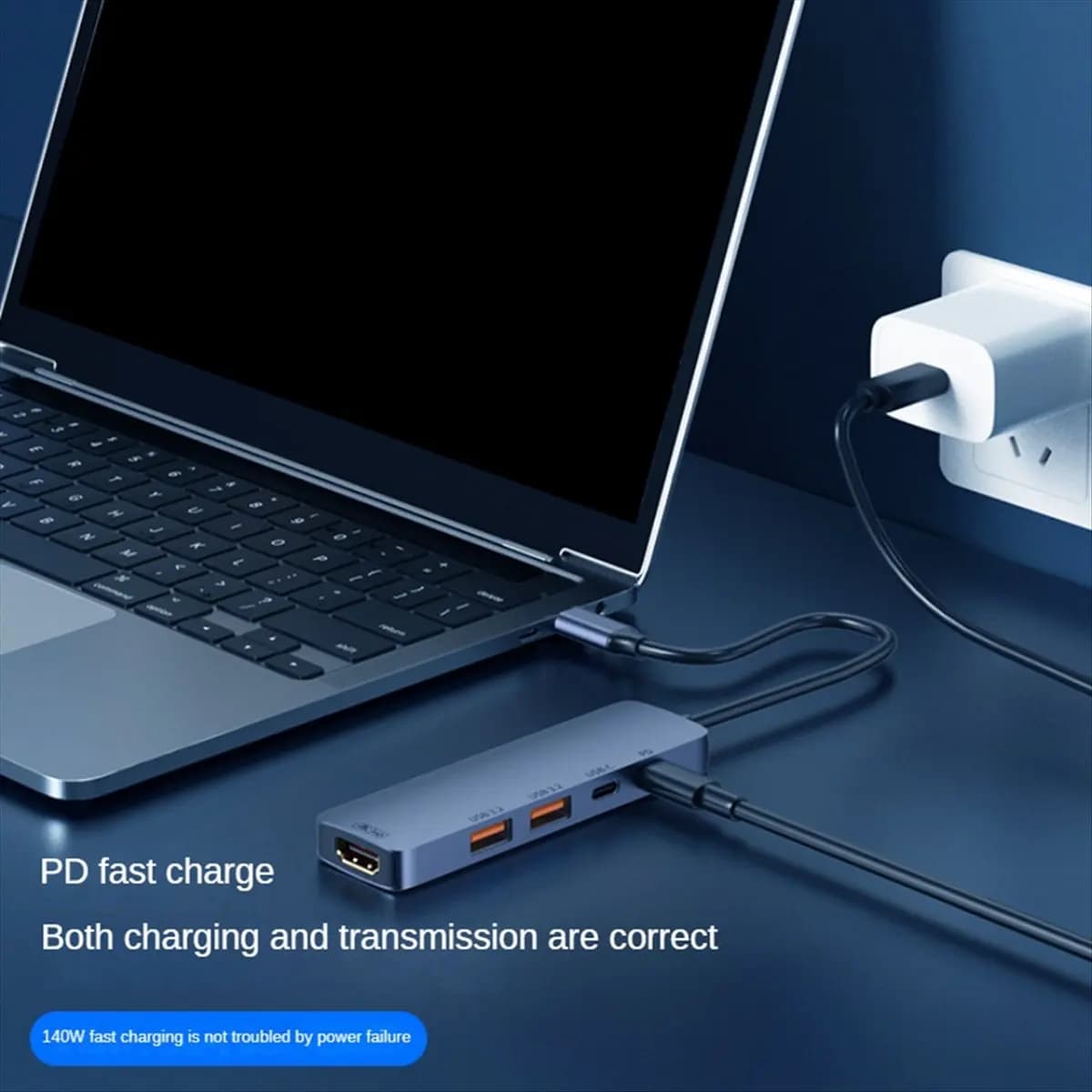 Hub USB C A46U 10Gbps, Splitter USB C con Ricarica PD 140W, Hub USB 3.2 Tipo C, Docking Station per Laptop, PC, Telefono, Tablet