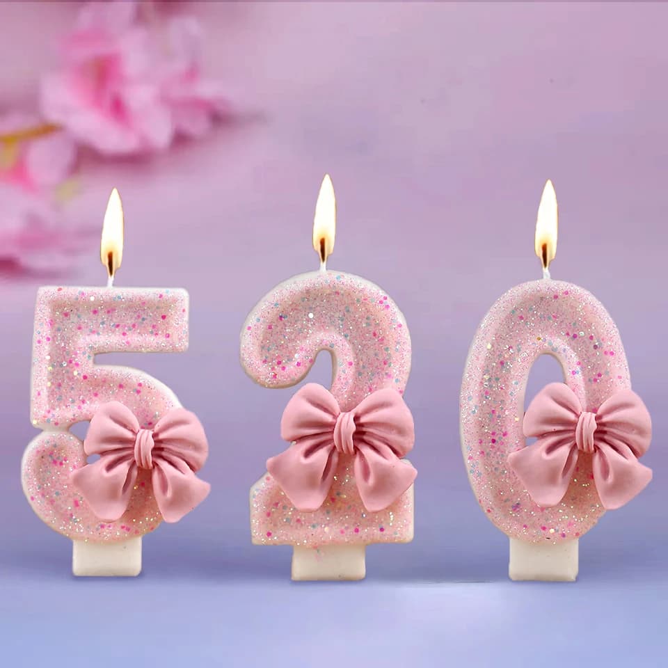 1pc Number 0-9 Candle Cake Topper Butterfly Flower Shaped Birthday Anniversary Party Cake Number Candle Decoration
